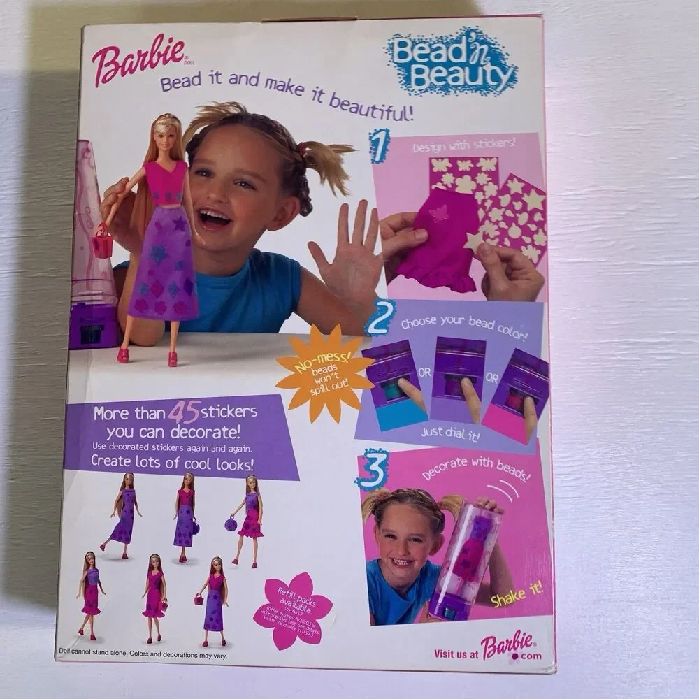 VTG Barbie Bead Beauty Doll NRFB 2001 Mattel 52745 Shaken Decorate 2 Outfits
